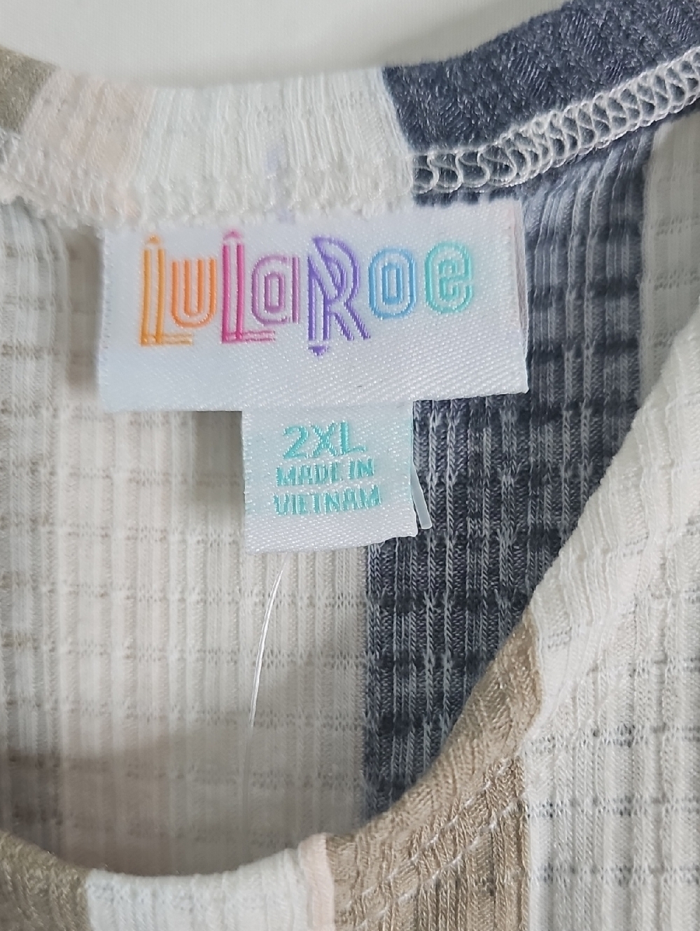 LuLaRoe Striped Xantge Romper in Navy, Cream & Tan - Picture 6 of 8